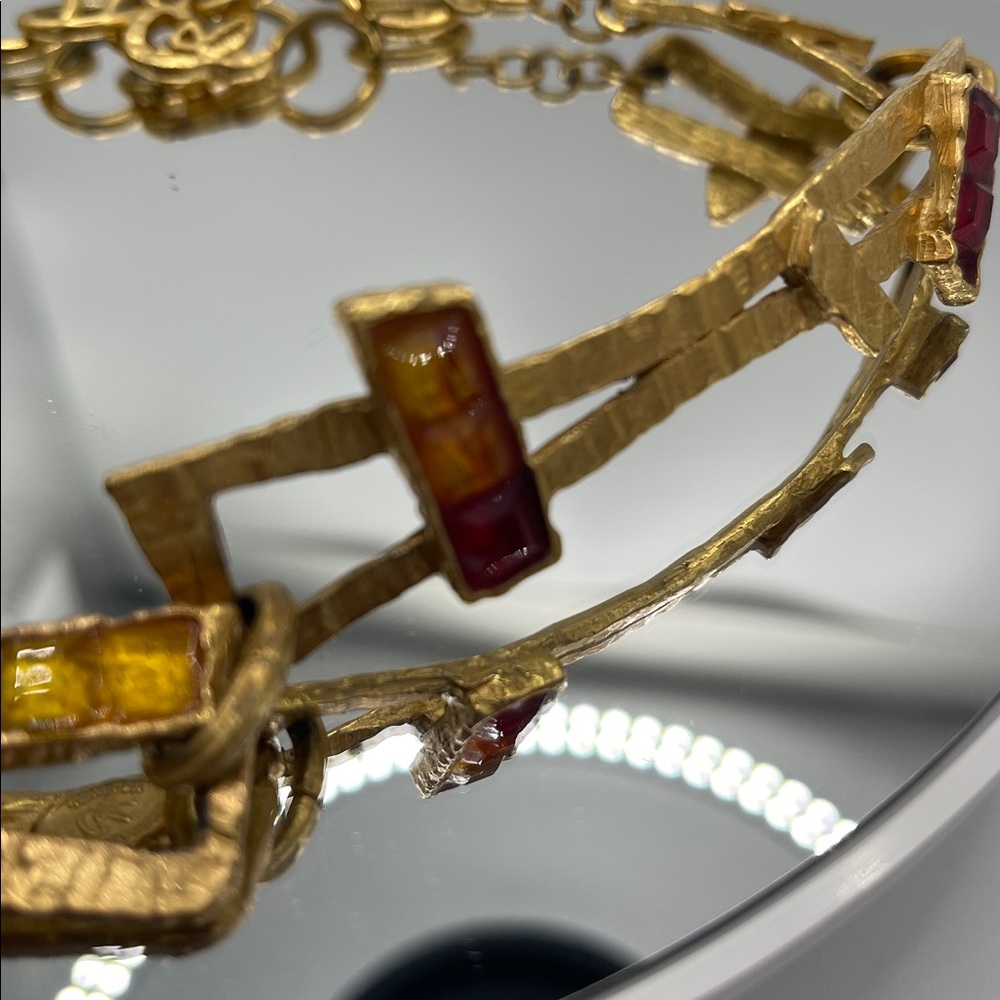 Vintage Christian Lacroix Colorful Gold-Tone Necklace and Clip-On Earrings Set - Picture 9 of 12